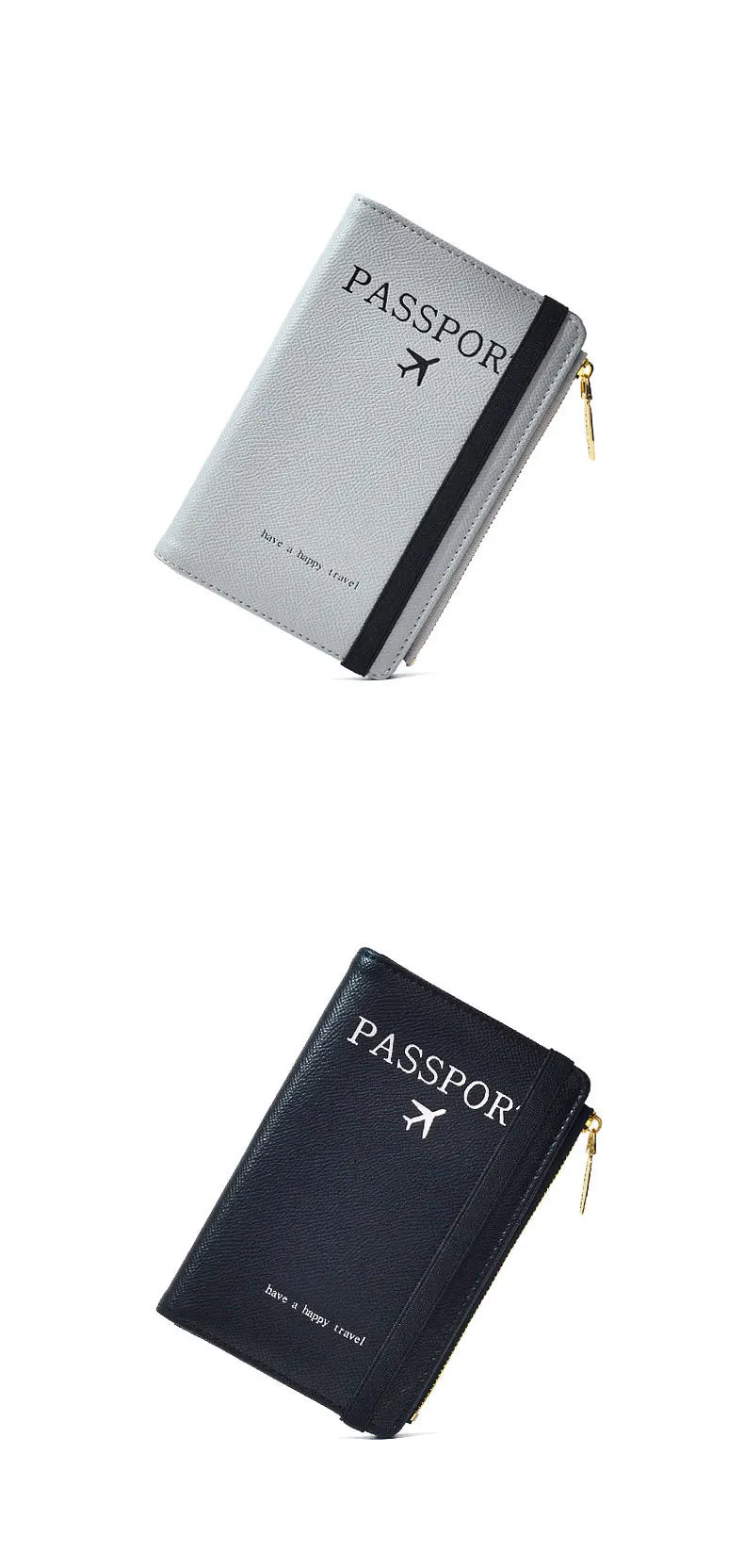 RFID Blocking Passport Wallets Zipper Waterproof Wallet  Hand holder Anti-Theft Cell Phone Purse Travel Accessories