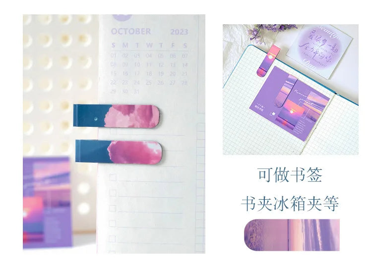 2 pcs Creative scenic magnetic bookmark Student decorative book holder reading accessories Student office Supplies