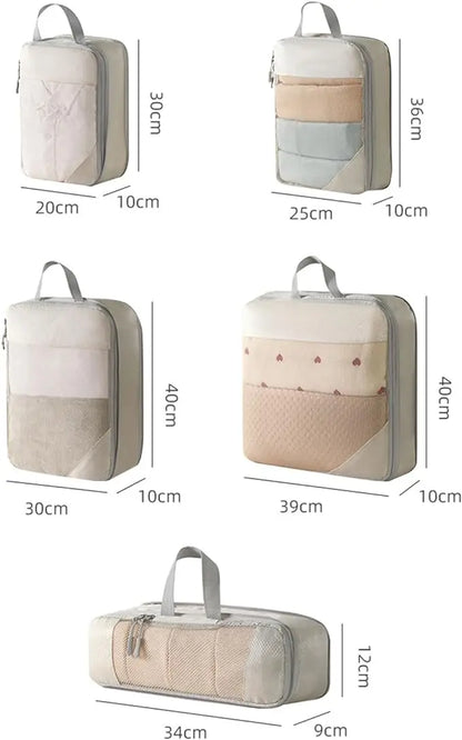 Travel Storage Bag Compressible Packing Cubes Carry on Travel Suitcase Luggage Organizer Foldable Waterproof HandbagTravel Bag