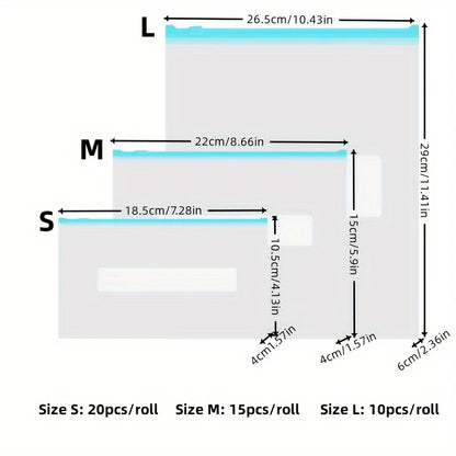 45pcs Ziplock Storage Bags-Leak-Proof,for Fruits,Vegetables, Grains & Meats | Ideal for Kitchen Organization & Food Preservation