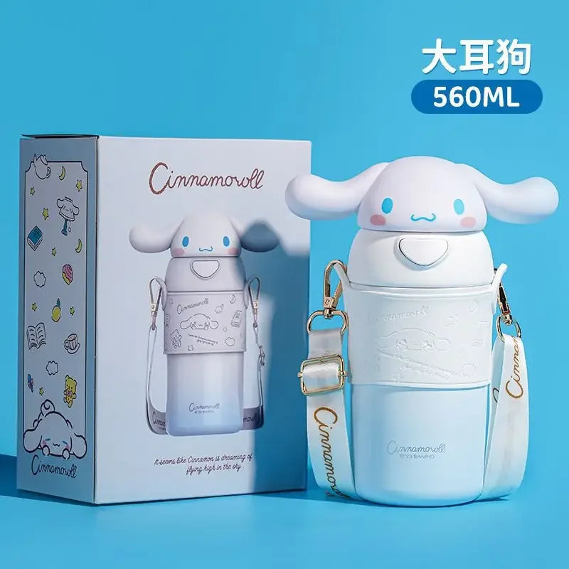 560ml Sanrio Kuromi Stainless Steel 316 Thermos Kawaii Hello Kitty Cinnamoroll Melody Kids Vacuum Flask Water Bottle Tumbler