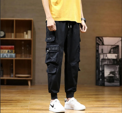 Classic Design Multi Pocket Cargo Pants, Men's Casual Loose Fit Drawstring Cargo Pants/Joggers For Spring Summer Outdoor