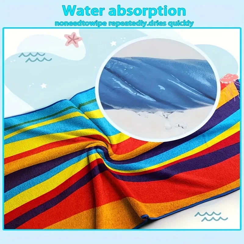1PC Large-sized Rainbow Beach Towel Quick Drying Breathable Non Pilling Summer Beach Towel Suitable for Swimming Yoga Camping