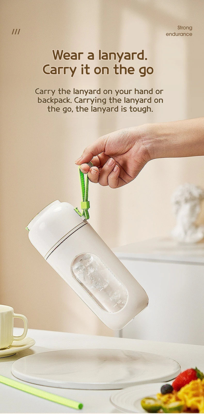 Portable Electric Blender Cup for Smoothies, Shaved Ice, and Juices - 12-Blade Stainless Steel with Wireless Charging Function