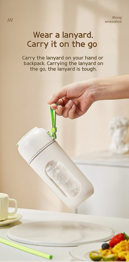 Portable Electric Blender Cup for Smoothies, Shaved Ice, and Juices - 12-Blade Stainless Steel with Wireless Charging Function