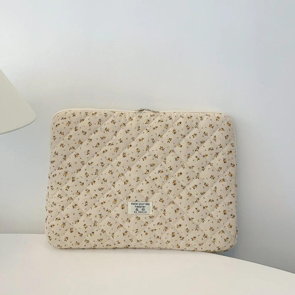 Laptop Sleeve for 11-15 Inch Laptop Tablet Puffy Quilted Floral Laptop Case Coquette Aesthetic Puffy Laptop Sleeve Cover Case