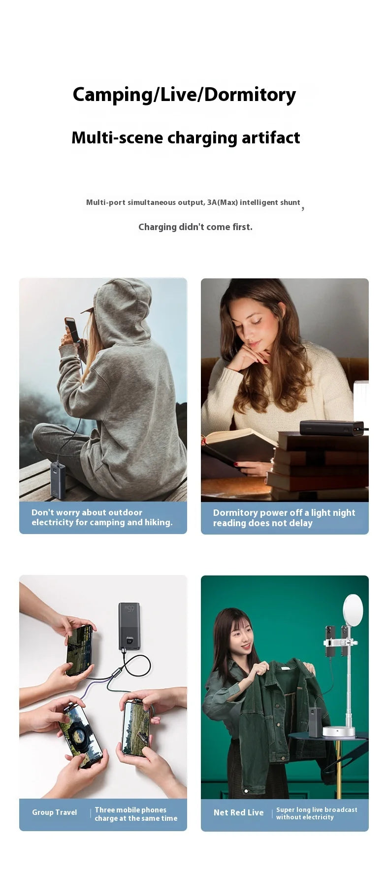 USAMS 30000mAh Power Bank 65W USB-C/A Fast Charging Portable External Battery Mobile PowerBank For iPhone16 Pro MacBook Laptop