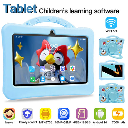 2025 New Kid's Tablet Android 14 7.1 HD Screen 1280*600 IPS 4GB+128GB Memory 3200mAh GPS Satellite Positioning Tablet Boys Girls