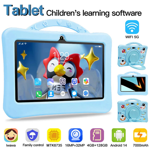 2025 New Kid's Tablet Android 14 7.1 HD Screen 1280*600 IPS 4GB+128GB Memory 3200mAh GPS Satellite Positioning Tablet Boys Girls