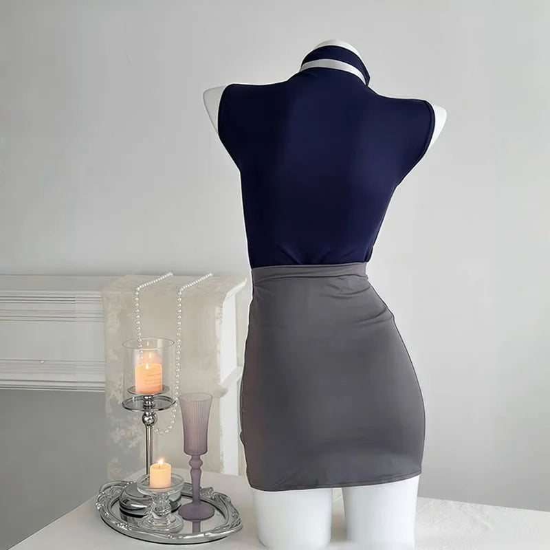 Sexy Office Lady Cosplay Costumes Erotic Lingerie Hip Wrap Skirt Set Women's Secretary Uniform Temptation Porno Clothes Pajamas