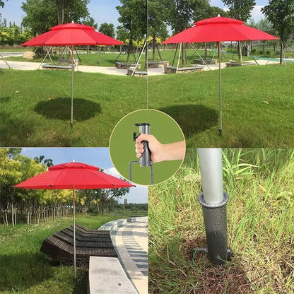 Patio Umbrella Ground Anchor Beach Umbrella Sand Anchor Outdoor Round Umbrella Holder For Sand Adjustable Heavy-Duty Iron