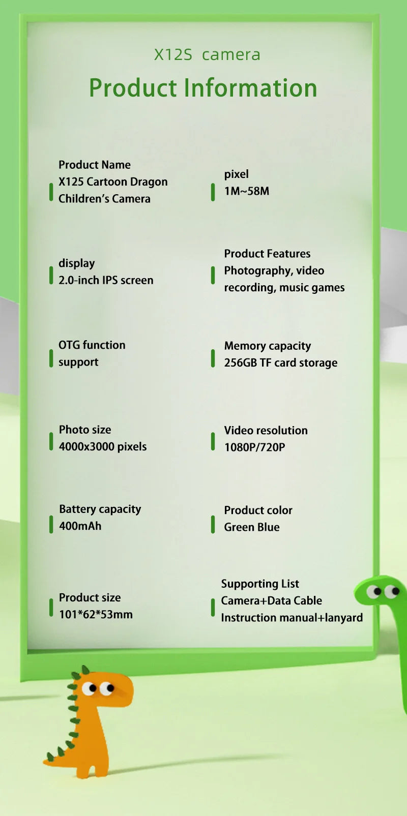 Xiaomi Children's Digital Camera Mini Camera Video Camera Small SLR Action Camera Cartoon Toy HD Dual Camera Photo Birthday Gift