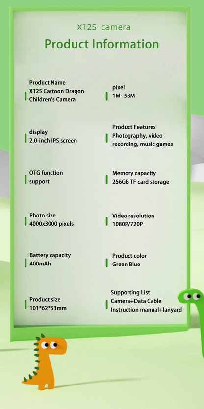 Xiaomi Children's Digital Camera Mini Camera Video Camera Small SLR Action Camera Cartoon Toy HD Dual Camera Photo Birthday Gift