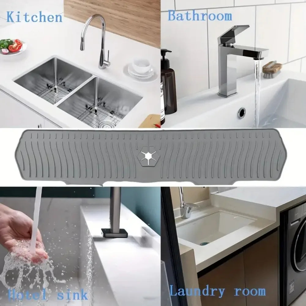 24/29.5inch Kitchen Sink Splash Guard,Silicone Draining Mat for Sink,Sink Protectors for Kitchen Sink Mat, Splash Guard Kitchen