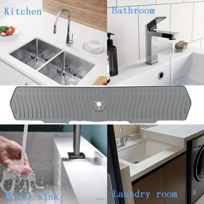 24/29.5inch Kitchen Sink Splash Guard,Silicone Draining Mat for Sink,Sink Protectors for Kitchen Sink Mat, Splash Guard Kitchen