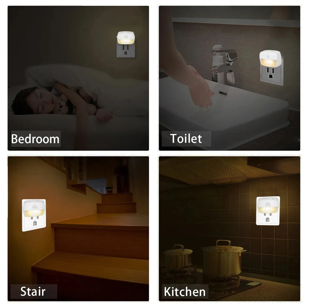 LED Night Light EU Plug In Smart Motion Sensor Light 220V Wall Lamp for Home Aisle WC Hallway Stair Kitchen Bedroom Night Lamp