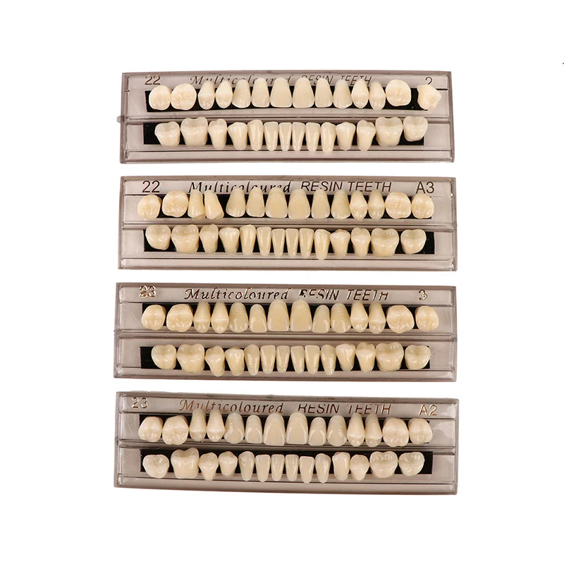 28 Teeth/set Resin Denture Teeth 3d Shade Guide Color Comparator Mirror Dentistry Cold Light Teeth White Bleaching Dental Plate