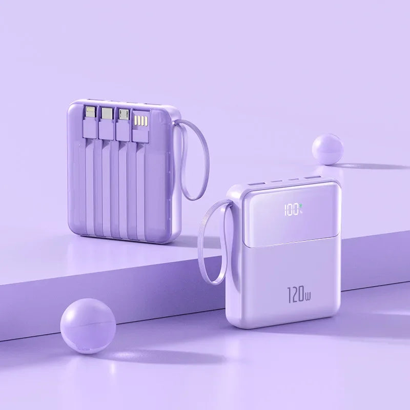 A Brand-new 120W Three-in-one 20,000mah Super Fast Power Bank with Large Capacity, Built-in Cable and Digital Display Powerbank