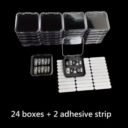 20pcs Press On Nail Packaging Boxes With Double Sided Adhesive Nail Tape Acrylic Press On Nail Storage Box in 4 Colors For Nail