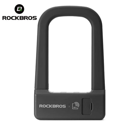 ROCKBROS Bicycle Smart Lock NFC Lock Aluminum Alloy High Strength Waterproof Anti-theft Safety U-Shape Lock MTB Road Bike Cyclin