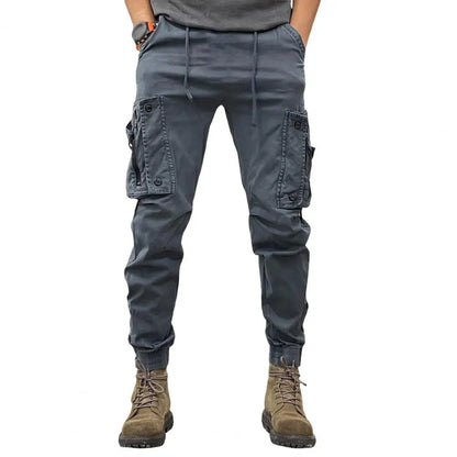 Cargo Pants for Mens Elastic Casual Trousers Zipper Multi-Pocket Joggers