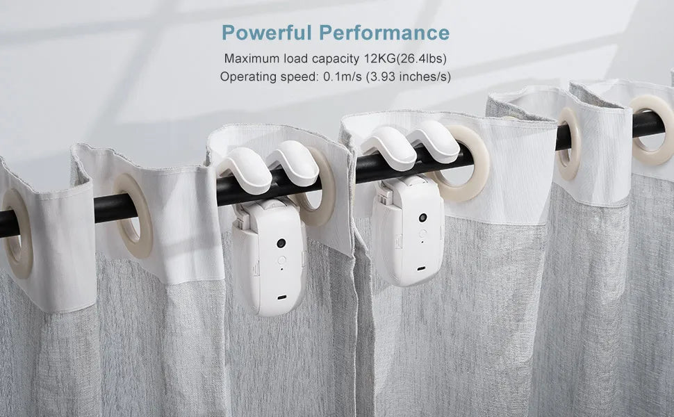 Smart Automatic Curtain Opener-Remote Control With App/Timer/Voice,Upgraded High-Performance Motor(For Roman Rod/T/U Track 3in1)
