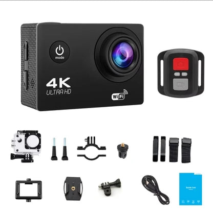 Helmet Video Recording Camera Sports Cameras Outdoor Cam 4K Action Camera 1080P/30FPS WiFi 2.0" 170D Underwater Waterproof