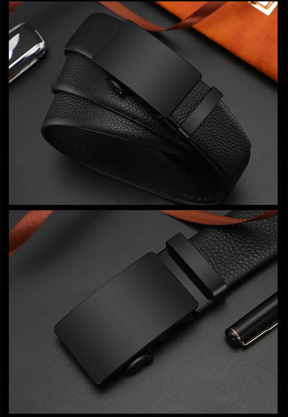 Men Leather Belt Metal Car Automatic Buckle Work Belt High Quality Men 120cm Leather Belt Business