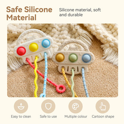 Baby Silicone Teether Toy Food Grade Silicone Pull String Training Teething Sensory Toys for Newborn Relieve Dentia Chew Toys
