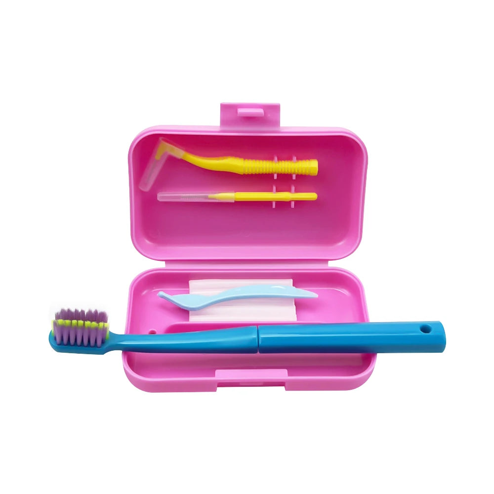 1 Box Portable Travel Dental Cleaning Set Oral Cleaning Care Toothbrush Interdental Brush Teeth Whitening Orthodontic Care Kit