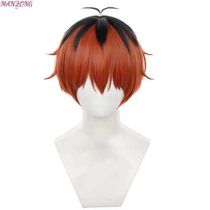 Scalp Top！ Stark Cosplay Wig 30cm Black Orange Brown Wig Cosplay Anime Cosplay Wigs Heat Resistant Synthetic Wigs