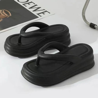 Thick Bottom Flip-flops Summer Fashion Women Slippers Soft Bottom Increase Anti-slip Anti-odor Beach Slippers Zapatos De Mujer