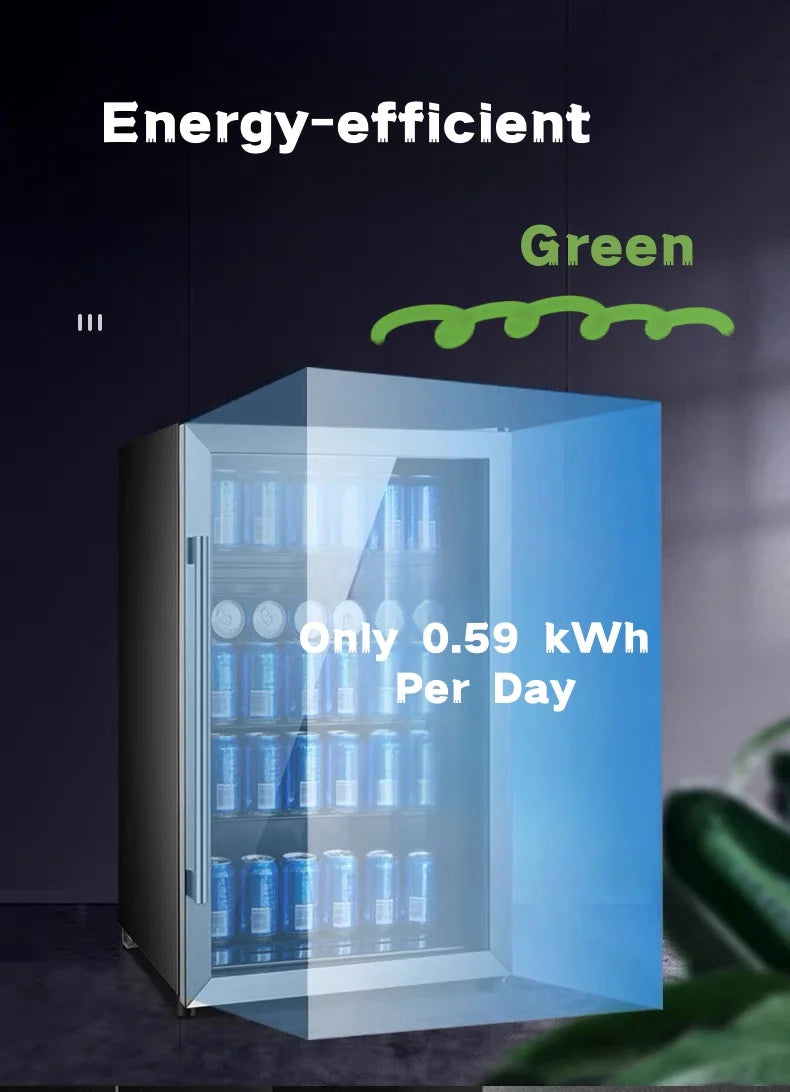 Portable Refrigerator, Double-layer Glass Door, Noise Free, Mini Fridge, Bar, Hotel, Transparent Door Freezer, Small Space