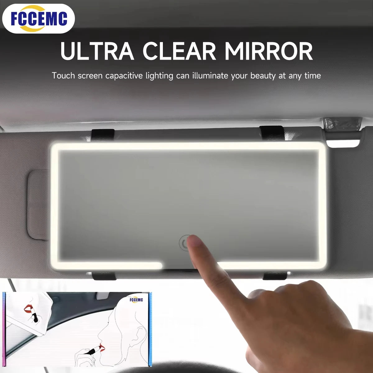 Car Interior Mirrors Sun Visor Plate LED HD Makeup Mirror for Girls Women Rechargeable Fill Light Universal Thin Vanity Mirror