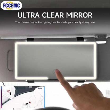 Car Interior Mirrors Sun Visor Plate LED HD Makeup Mirror for Girls Women Rechargeable Fill Light Universal Thin Vanity Mirror