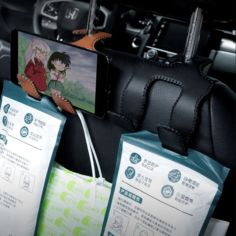 Universal Leather And Metal Car Seat Back Hooks Vehicle Multifunctional High load-bearing storage hook Auto Interior Accessories