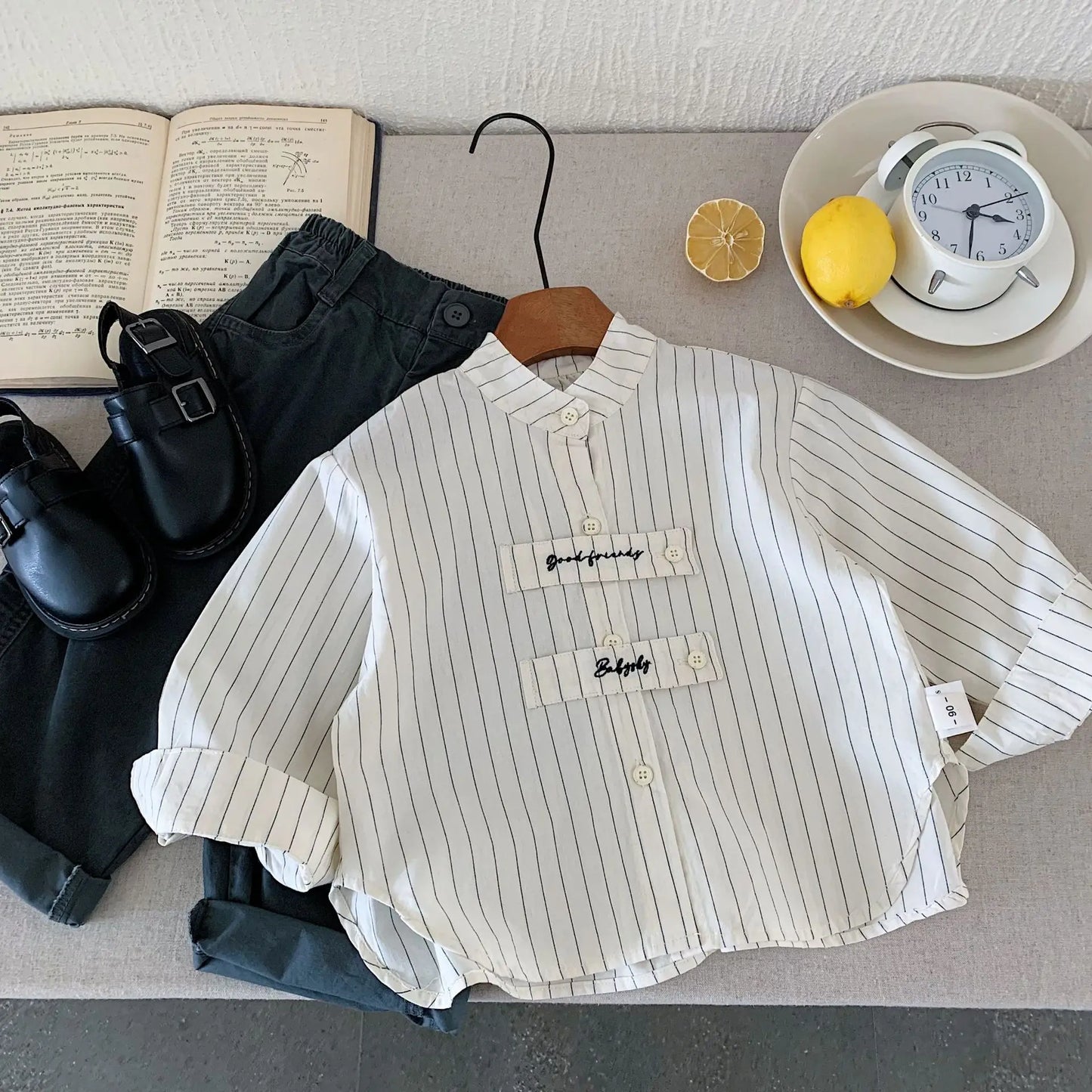 Children's Shirts 2025 Spring New Products Boys Embroidered Girls Striped Shirt Top Tide H0085