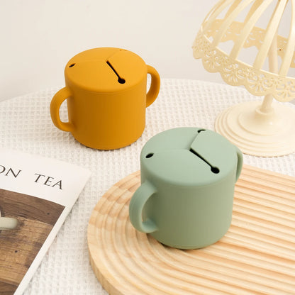 1PCS Baby Silicone Double Handle Snack Cup BPA Free Portable Feeding Food Baby Snack Container Baby Snack Box Cup Baby Stuff