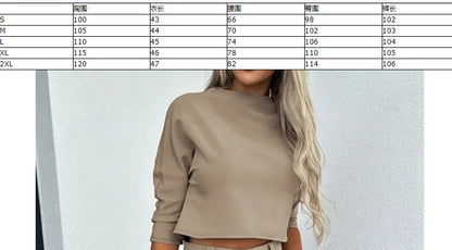 Elegant Office Lady Suits Fashion Solid Color Two Piece Set For Women Casual Crop Top+high Waist Pants Women's Sets 2024 Autumn