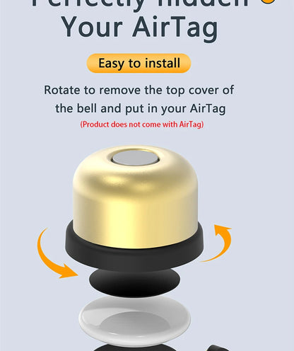 TWOOC Bicycle Bell for Apple AirTag | Holder Hidden in Bell | Bicycle Anti-Theft | Road Approved | Tool Included