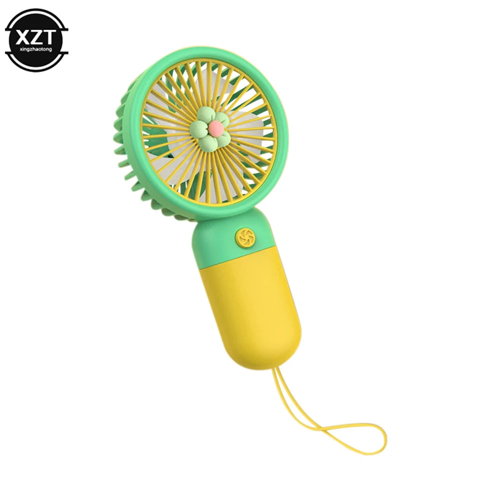 Cartoon Flower Shaped Fan USB Rechargeable Handheld Fan Outdoor Travel Portable Handheld Fan