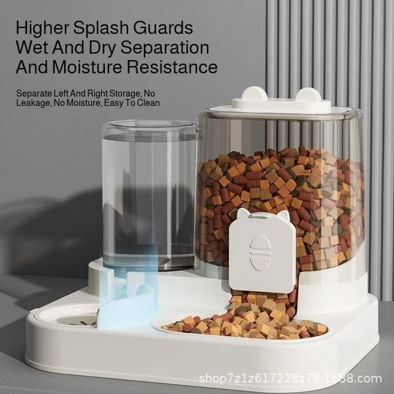Automatic Dog Cat Feeder and Water Dispenser Gravity Food Feeder and Waterer Set with Pet Food Bowl Universal Pet Products