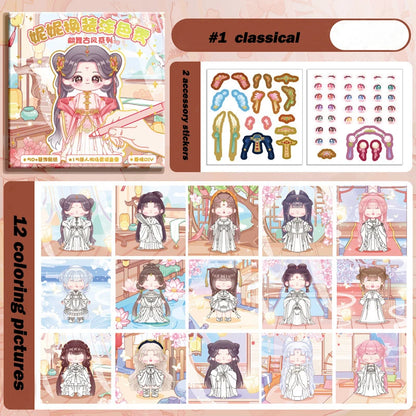 Educational Coloring Book DIY Painting Books with Stickers Girls Princess Dressing Up Drawing Set Art Supplies