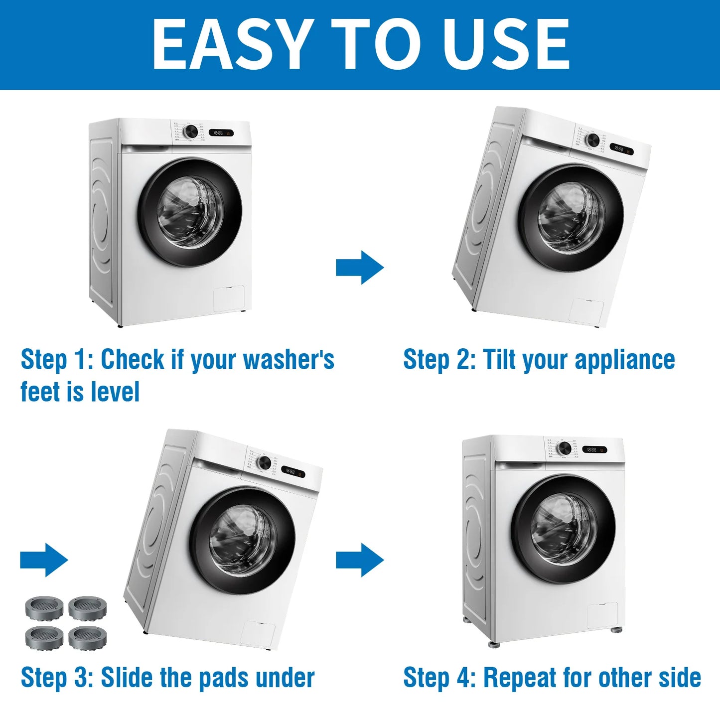 Anti Vibration Feet Pads For Washing Machine Mat Slipstop Silent Universal Slip Shock-absorbing Foot Washing Machine Protects