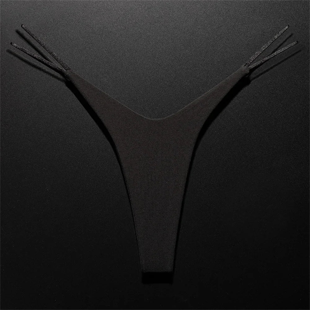 High Cut Thong Cotton Sexy Ladies Panties V-Waist High Elasticity G-String Breathable Underwear Female Intimates