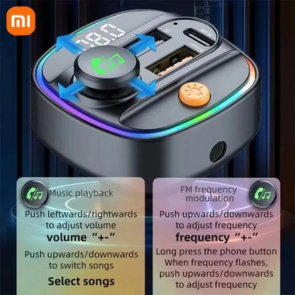 Xiaomi FM Transmitter Bluetooth 5.3 Hands Free Car AUX Radio Modulator MP3 Player with Fast Charging Adapter Auto Accessories