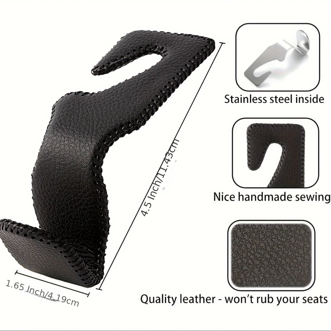 2pcs Anti-Scratch Hooks for Purses and Bags, Car Seat Hanger Coat Rack Vehicle Storage Hook