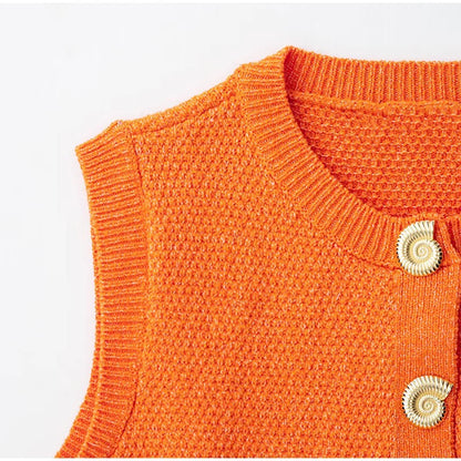 Elegant Unique Button Women's Cardigan Casual O-neck Knitted Single Breasted Sleeveless Blouse Female Summer Lady Office Wears