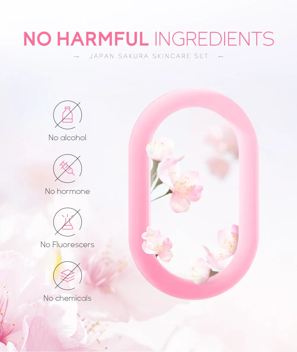 LAIKOU Sakura Skin Care Set Facial Cleanser Face Cream Essence Facial  Eye Cream Skincare Product 4pcs Kit