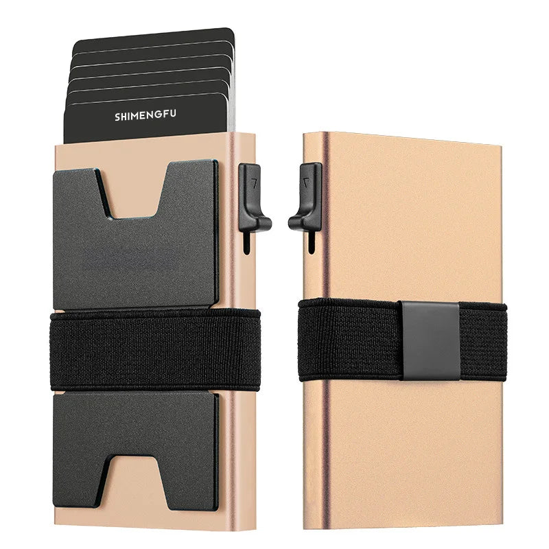 Custom Aluminum RFID Blocking Wallet Anti-Theft Credit Card Holder Fashion Leather ID Badge Decorative Metal Business